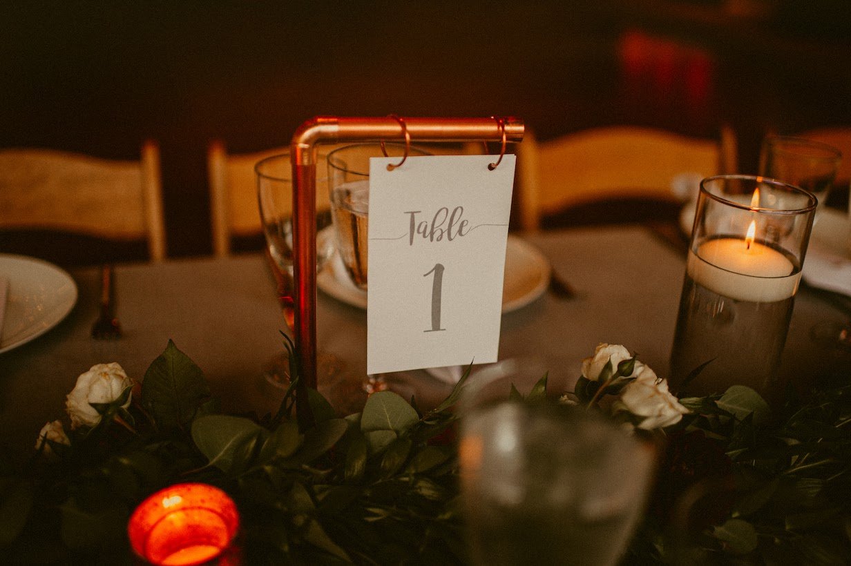Copper Pipe Sign Holder DIY for Industrial Chic Weddings from Rachel Kendall Events